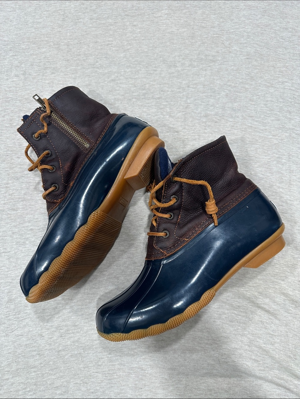 Sperry Navy and Brown Waterproof Duck Boots - Rubber & Leather